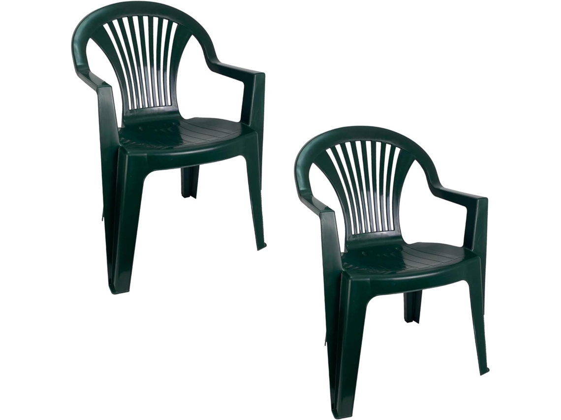 Set de Sillas plasticas para Terraza, Jardín, Patio, Playa, Camping, apilables (2X Verde) COSHANO