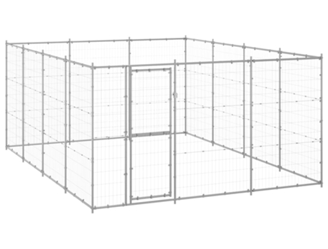 vidaXL Perrera de exterior de acero galvanizado 14,52 m²
