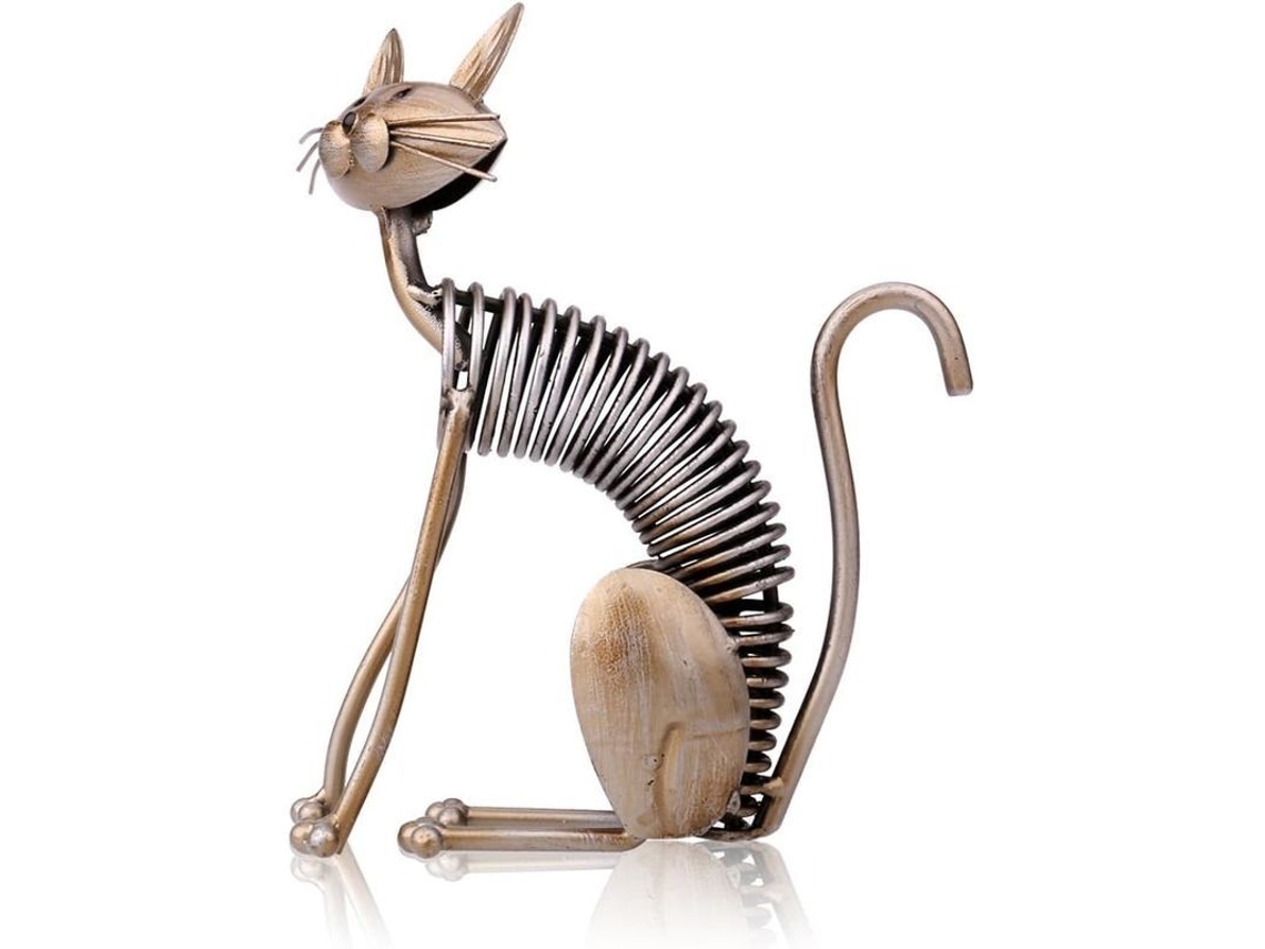 Escultura De Gato De Metal, Arte Decorativo De Hierro Para Muebles Del Hogar, Artesanías