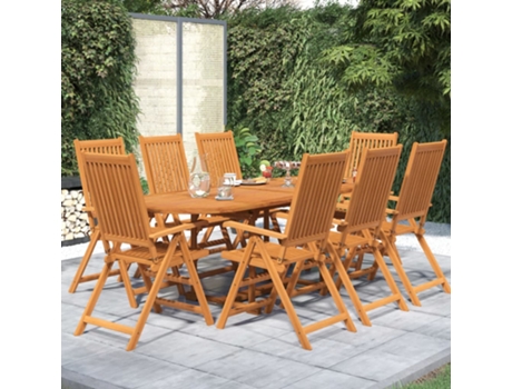 Conjunto 9 de comedor para jardín VIDAXL madera maciza de acacia