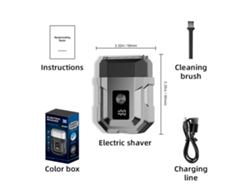 Afeitadora eléctrica de cuchillas recíprocas para hombre, 3 cuchillas, resistente al agua IPX7, indicador LED de tiempo restante (gris) Czhhmart