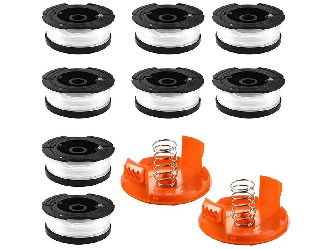 Carrete de hilo para cortacésped Black and Decker AF-100, 8 carretes con 2 tapas y 2 resortes.