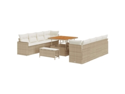 Maison Exclusive - Juego de sofás de jardín de mimbre beige y crema de 12 piezas