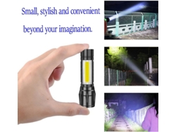 Mini linterna LED recargable con foco, negra Tommy01