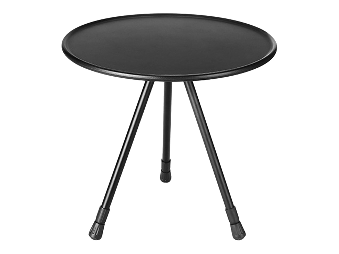 Mesa redonda plegable ultraligera de aleación de aluminio negra con altura ajustable para acampar, picnic y viajes.