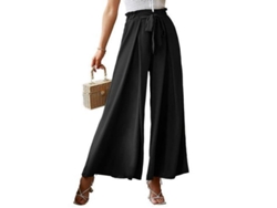 2026-pantalones De Mujer Elegantes De Cintura Alta Con Volante Y Split, Pantalones Amplios Para Salir Y Hogar L Negro