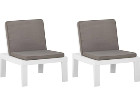 Conjunto 2 Sillón VIDAXL Blanco Plástico (65x65x70 cm)