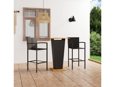Conjunto de bar para jardín 3 piezas negro MAISON EXCLUSIVE