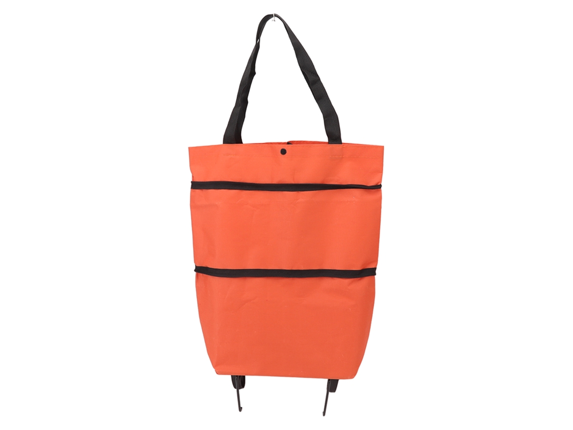 Carrito De La Compra Plegable Con Ruedas Y Bolsa Oxford Con Cremallera De Gran Capacidad Para Camping - Naranja