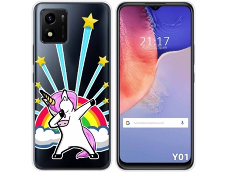 Carcasa Vivo Y01 TUMUNDOSMARTPHONE Dibujos Transparente Unicornio Multicolor