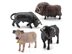 4 Figuras De Simulación Vaca, Buey Y Toro Granja, Pvc, Modelo Animal Figura Acción, Decoración Del