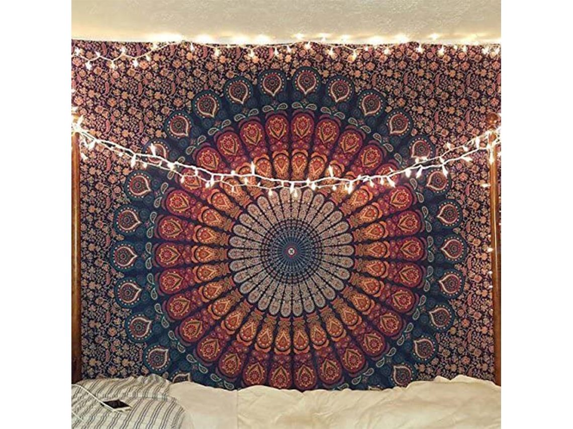 Tapiz bohemio de 130x150 cm con mandala floral para colgar en la pared, decoración para el hogar.