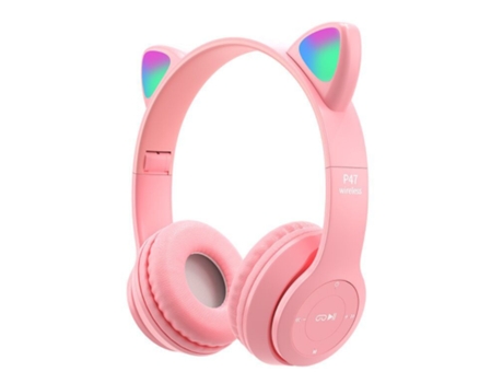 ELKUAIE Auriculares para niños Bluetooth 5.0 Orejas de gato Auriculares estéreo inalámbricos plegables sobre la oreja