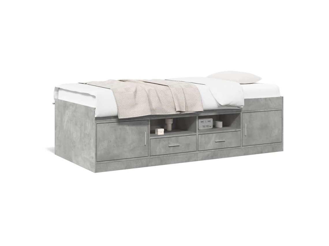 Maison Exclusive - Sofá Cama Con Cajones Sin Colchón Gris Hormigón 90x200 Cm