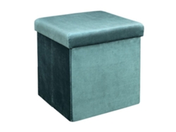 Home Deco Factory HD6811 - Baúl otomano cuadrado plegable, terciopelo Giulia azul, 38 x 38 x 38 cm
