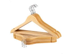 MAX HOME Pack 10 perchas de madera color natural