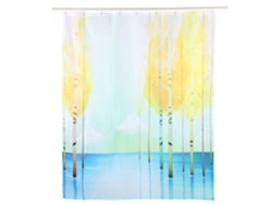 Cortina de ducha impermeable y resistente al moho con diseño de árbol pequeño, 150 x 180 cm, con ganchos para decoración de baño.