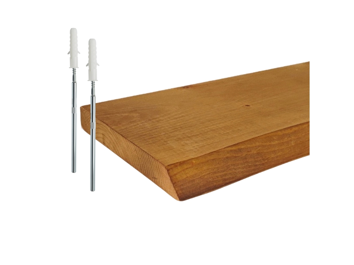 Relaxdays Prateleira De Parede, Borda Natural, 3x100x22 Cm, Rústica, Cozinha, Madeira Maciça Pinho, Castanho