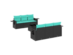 Maison Exclusive - Conjunto De Sofá De Jardín De 7 Piezas Con Cojines, De Poliratán Negro