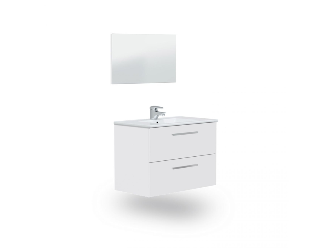 Pack de baño con lavabo cerámico Feel S Blanco Brillo 80 x 57 x 45 cm