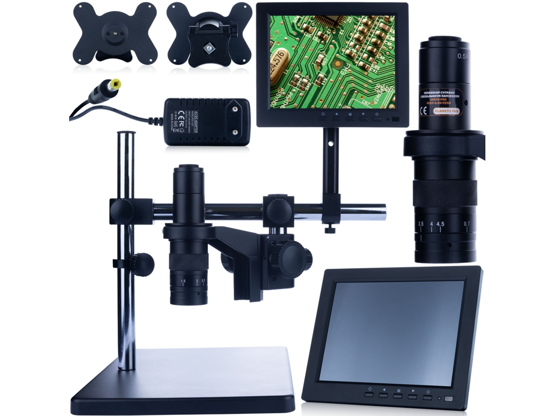 Microscopio digital Earth Pro Mcep-0.5x-pzrr – Zoom 7-45x | Pantalla de 8 pulgadas | Uso profesional