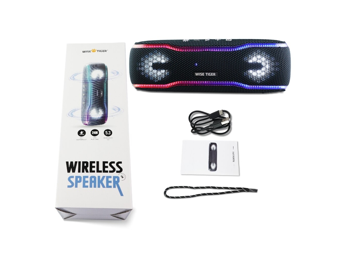 Altavoz Portátil Para Exteriores, Resistente Al Agua Ipx7, Con Luz Estéreo (negro)
