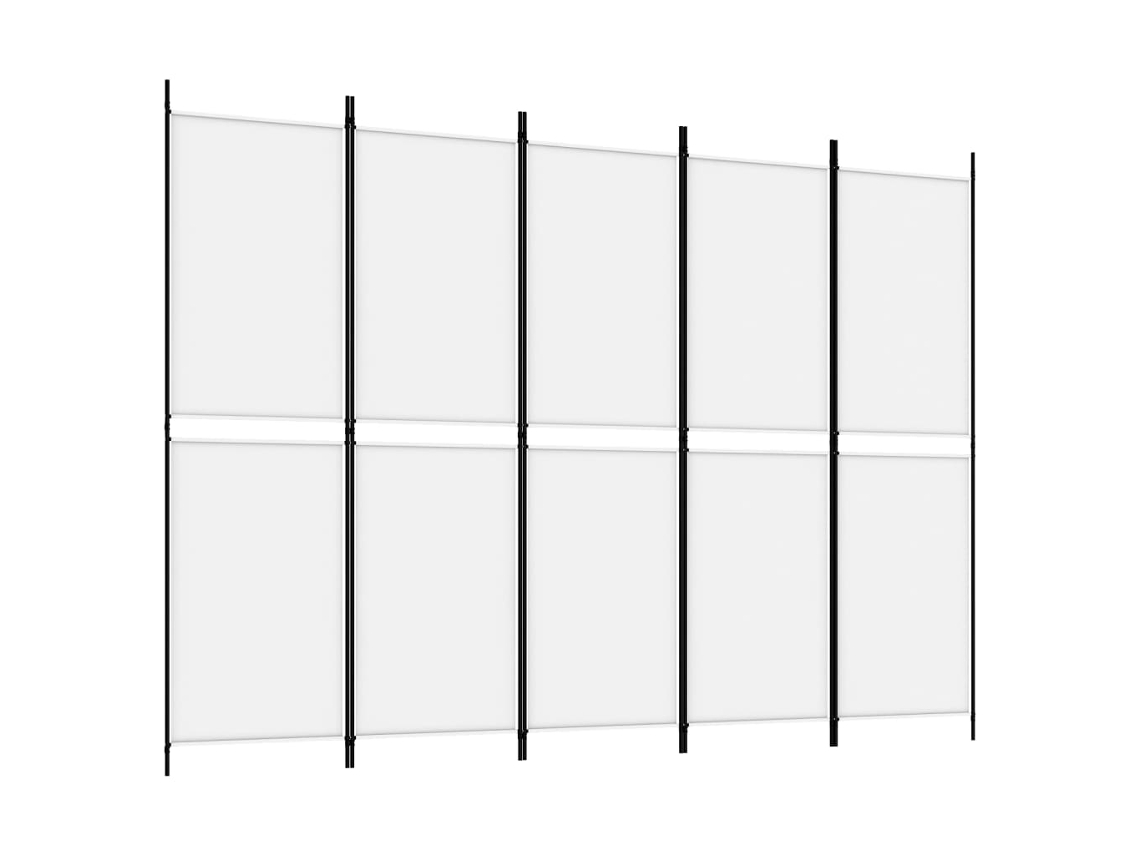 Biombo divisor de ambientes, 5 paneles, 250 x 180 cm, tela blanca y planchado, Dec030946