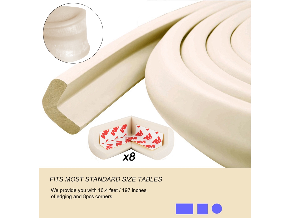 MEOIRUERY Set de Protectores Blancos para Esquinas para Bebés, Protectores de Aristas y Esquinas, Almohadilla de Seguridad para Muebles, 3,5 cm/1,38", 16,4 pies