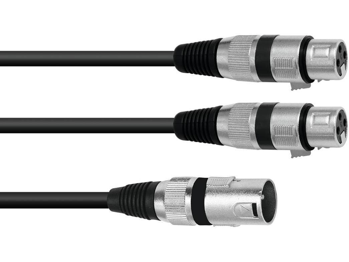 Cable Adaptador OMNITRONIC XLR(M)/2xXLR(F) 1.5m bk