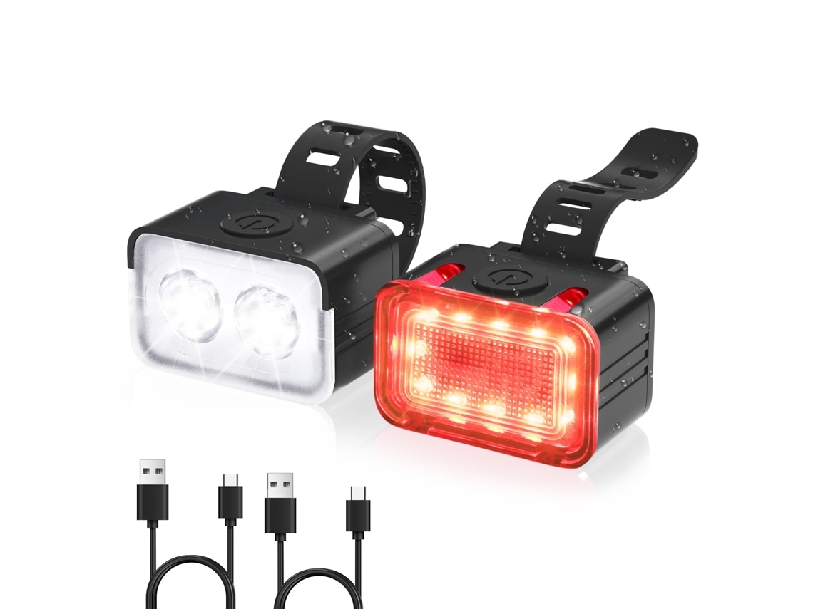 Juego De Luces Para Bicicleta - Ipx6 Resistente Al Agua, 300 Lúmenes (negro)