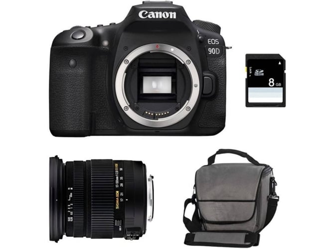 Kit Cámara Réflex CANON EOS 90D + Sigma 17-50 F2,8 DC OS EX HSM + Bolsa + SD 4Go