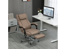 Cadeira De Escritório Reclinável E Giratória Com 6 Pontos De Massagem Vibratória E Controle Remoto, 65x61x108-118 Cm, Marrom