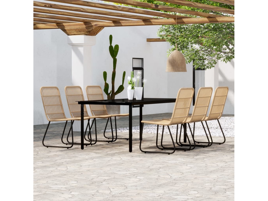 Juego de comedor de jardín de roble de 7 piezas DKD Home Decor