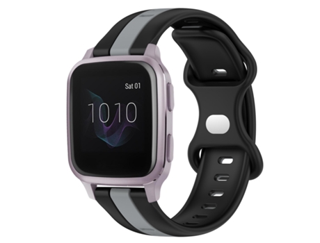 Correa de reloj inteligente para Garmin Venu SQ 20 mm Hebilla de mariposa de silicona bicolor (negro + gris)