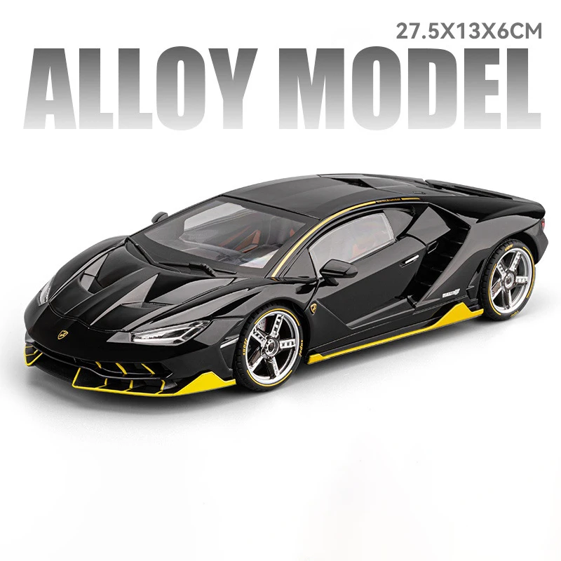 (negro) Escala 1:18 - Modelo De Coche, Metal Fundido A Presión, Con Efectos De Sonido Y Luz