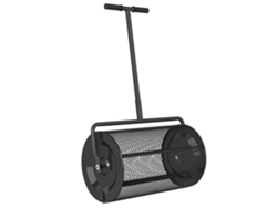 Esparcidor de compost de 300 L, 70 x 40 x 112 cm, esparcidor de fertilizante para césped con mango ajustable y cesta de malla metálica negra.