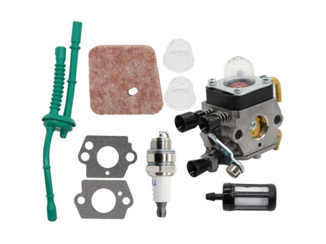Kit de carburador para Stihl FS55 FS55R FS55RC FS38 KM55 HL45 KM55R, filtro de aire, kit de ralentí, kit de combustible, kit de bujías.