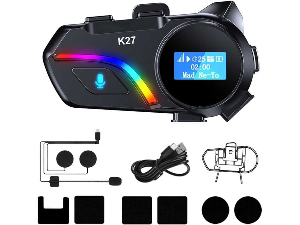 Auriculares Inalámbricos Para Casco De Motocicleta Con Bluetooth 5.3, Diseño De Luz Rgb, Cancelación De Ruido Y Micrófono Integrado Para Una