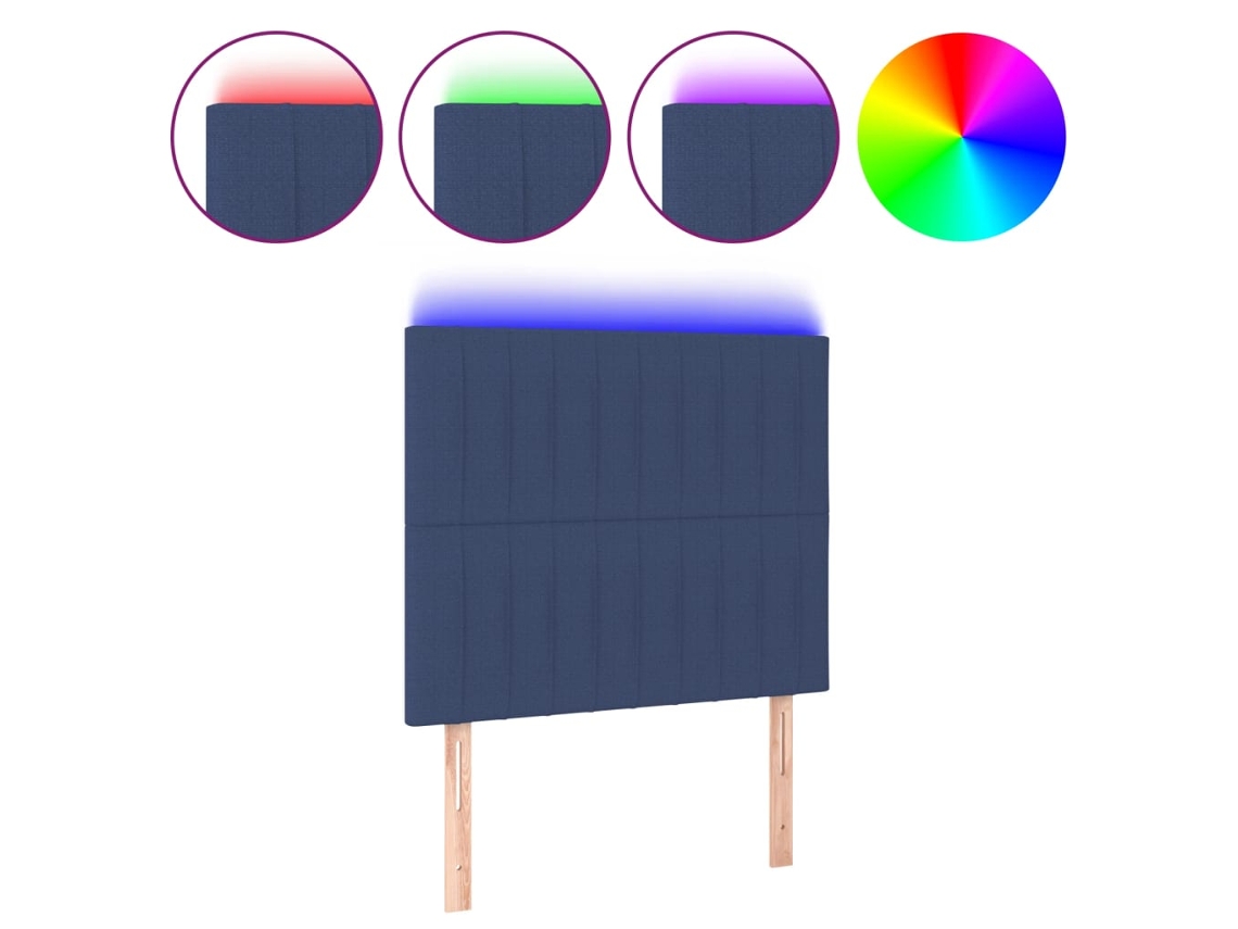 Maison Exclusive - Cabecero Con Luces Led Tela Azul 90x5x118/128 Cm
