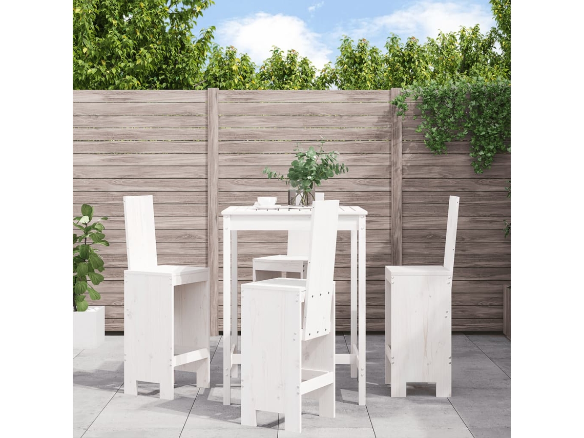 Conjunto de bar de jardín de 5 piezas en pino macizo blanco DKD Home Decor