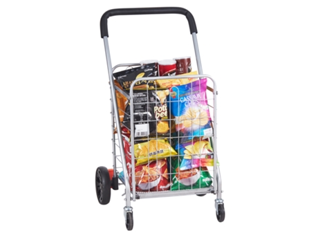 VEVOR Carrito de compras plegable Cesta de comestibles 49,9 kg 4 ruedas