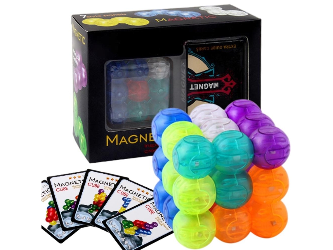 Juego De Construcción Diy Con Bolas Magnéticas Y 54 Tarjetas Con Formas: Juguete Antiestrés Para Niños Y Adultos.
