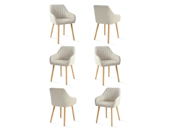 Sillas De Comedor Goeurvant 1381(pack De 6, Beige, Tela)