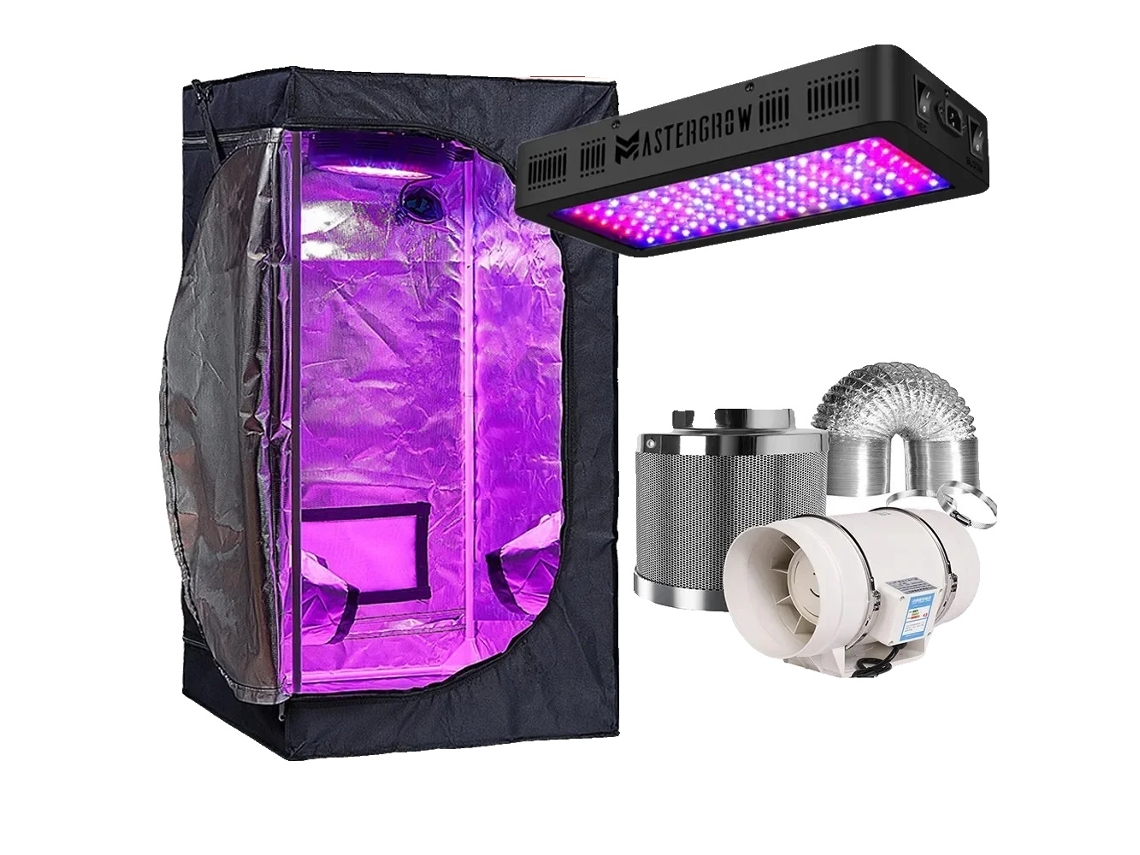 Armario de cultivo, LED de espectro completo, sistema de bajo consumo, Kit B, 120 x 60 x 150 cm, kit OEM