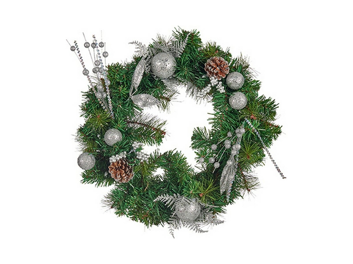 Corona de Navidad Abacaxis Prateado Castanho Verde 45 X 13 X 45 cm