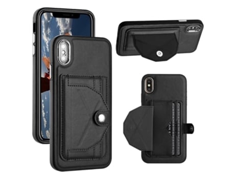 Funda Mobile Phone Cases Shockproof With Card para iPhone XS Max Piel Marrón