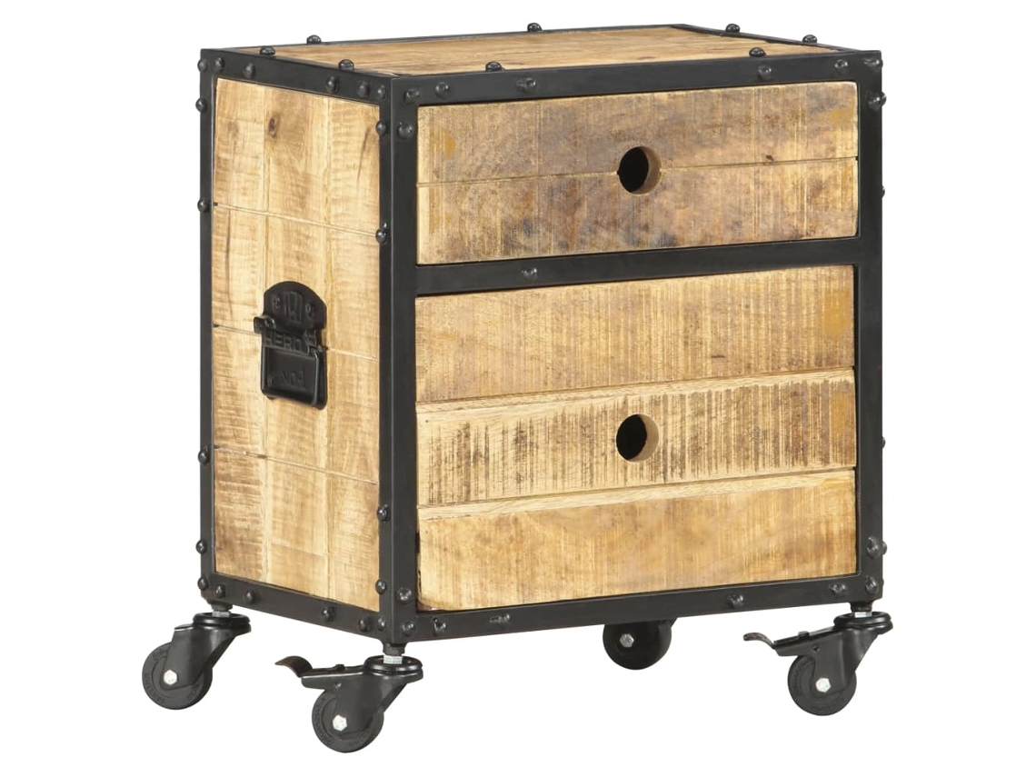Mesita de Noche 40X30X50 Cm Madera de Mango Áspera