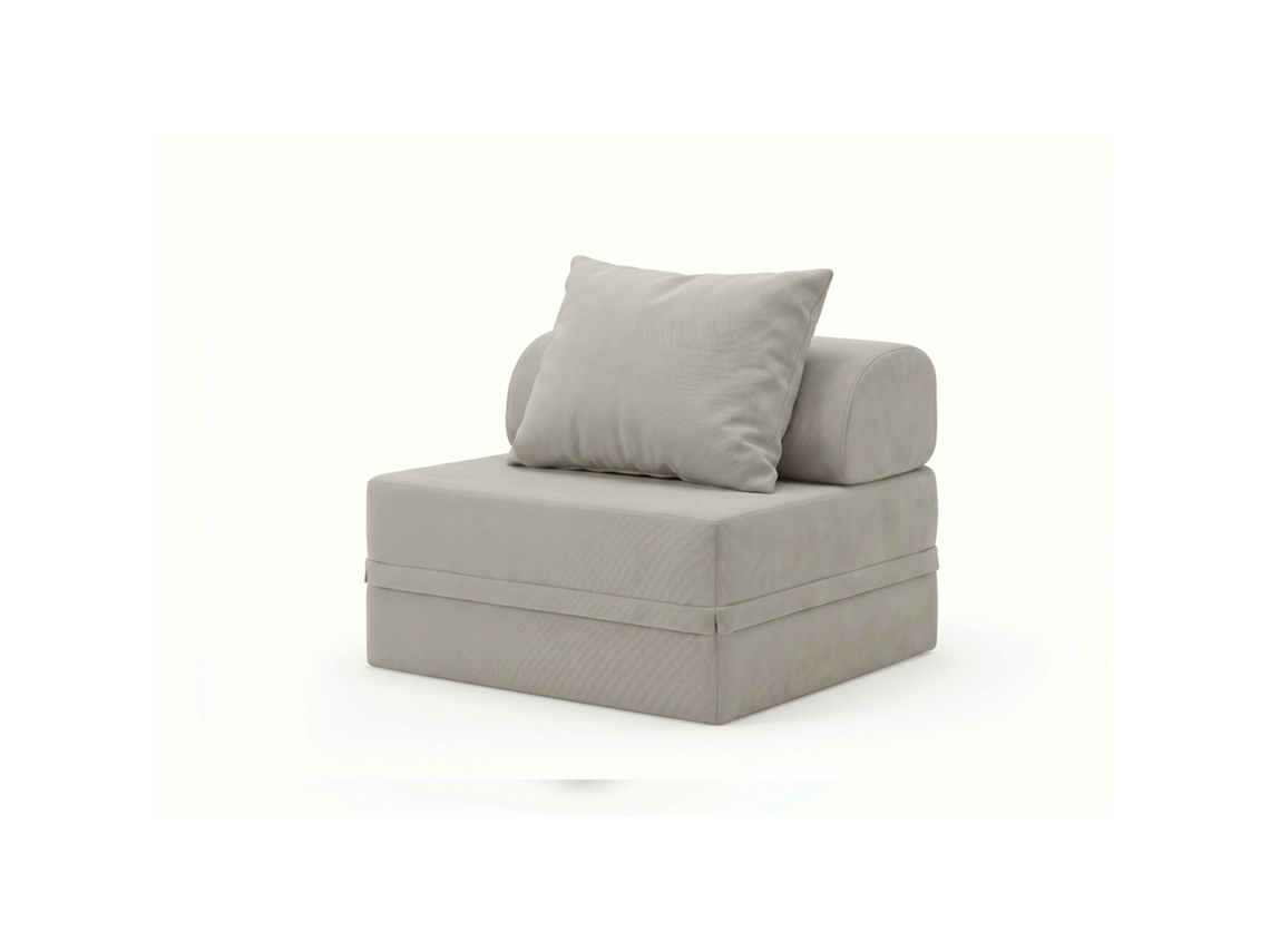 Sofá Modular 1 Lugar Convertible Liso Cinza Escuro