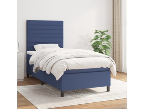 Cama con somier VIDAXL (Azul - Tela - 203 x 90 x 128 cm)