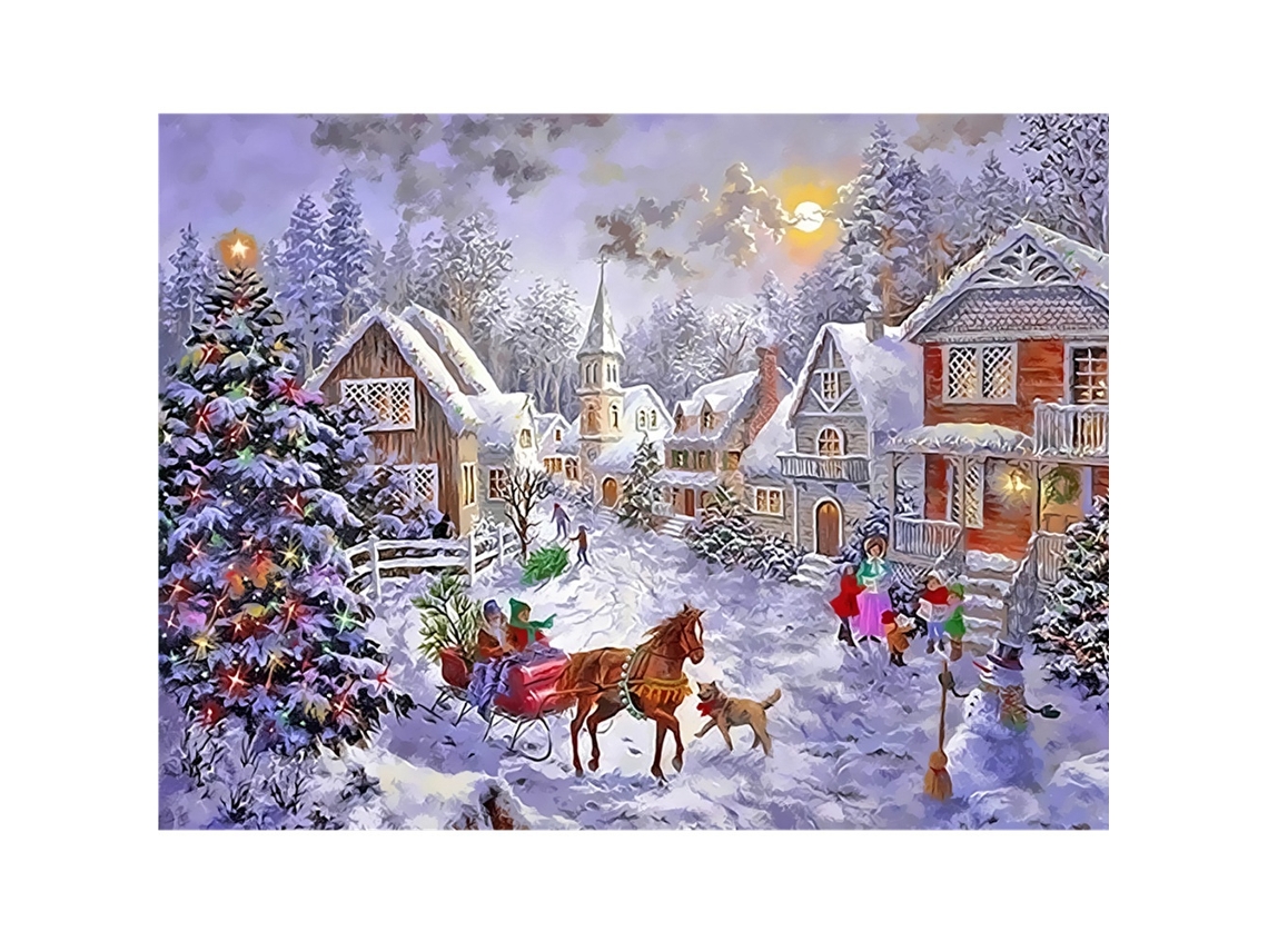 2026 Store-pintura De Aceite Digital Diy Papá Noel Muñeco De Nieve Gato Lino Decorativa Gx1851